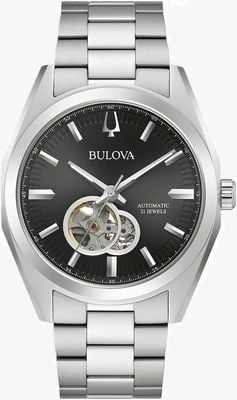 Bulova Men's Surveyor Automatic Black Dial Stainless Steel Bracelet 96A270