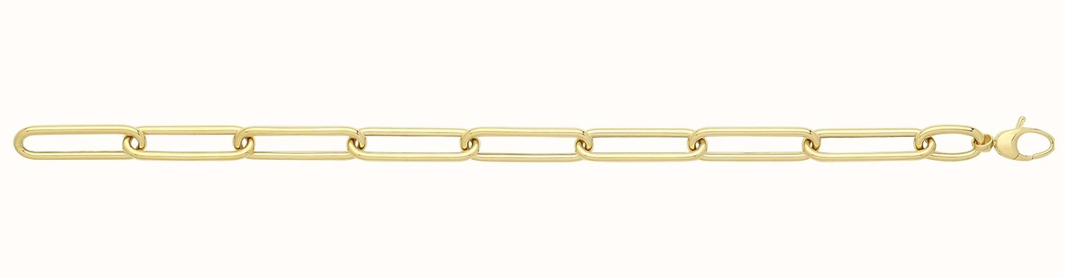 James Moore TH Ladies 9ct Yellow Gold Ladies 7.5"" Paperclip Bracelet BR662