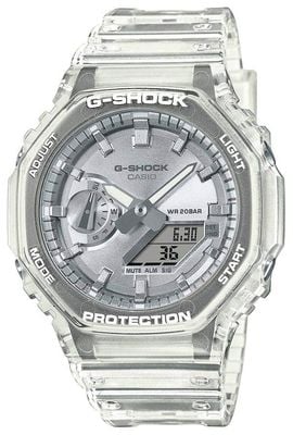 Casio G-Shock Bright Metallic Dial Series (45.4mm) Silver Dial / Translucent Resin Strap GA-2100BM-7A8ER