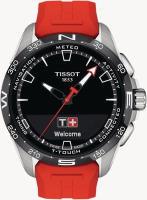 Tissot T-Touch Connect Solar Titanium (47.5mm) Black Dial / Red Synthetic Strap T1214204705101