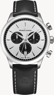 Maurice Lacroix 1975 Quartz Chronograph (40mm) Silver Sun-Brushed Dial / Black Leather Strap 751038-SS001-130-2