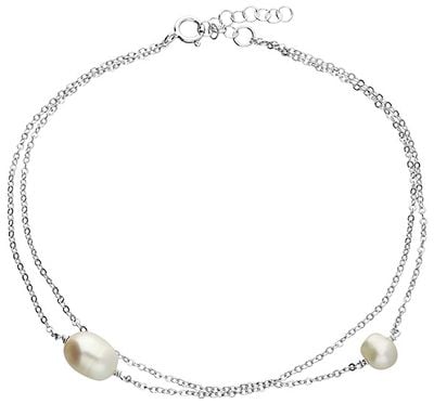 CME Leicester Limited Sterling Silver Pearl Double Row Anklet H5803/S