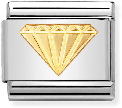 Nomination Classic Diamond 18ct Gold & Steel Charm 030115/03