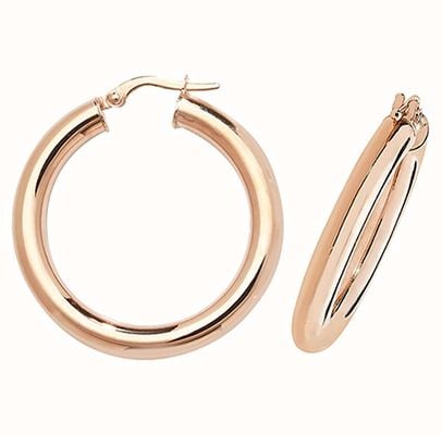 James Moore TH 9k Rose Gold Hoop Earrings 25 mm ER1004R-25