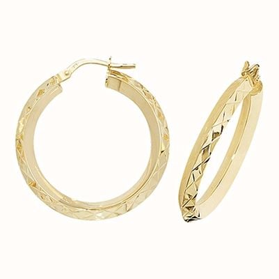 James Moore TH 9k Yellow Gold Hinged Hoop Earrings 20 mm ER1018-20