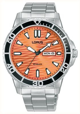 Lorus Men's Sports (42mm) Orange Dial / Stainless Steel Bracelet RH361AX9