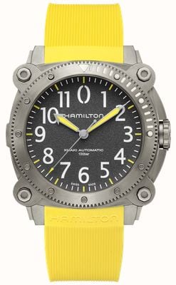 Hamilton Khaki Navy BeLOWZERO Titanium Automatic (46mm) Grey Dial / Bright Yellow Rubber Strap H78535380