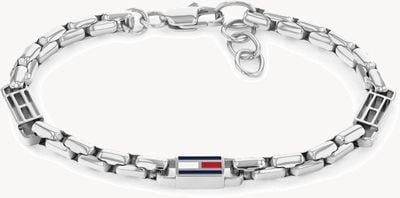 Tommy Hilfiger 3D Flag Metal Silver Chain Bracelet 2790674