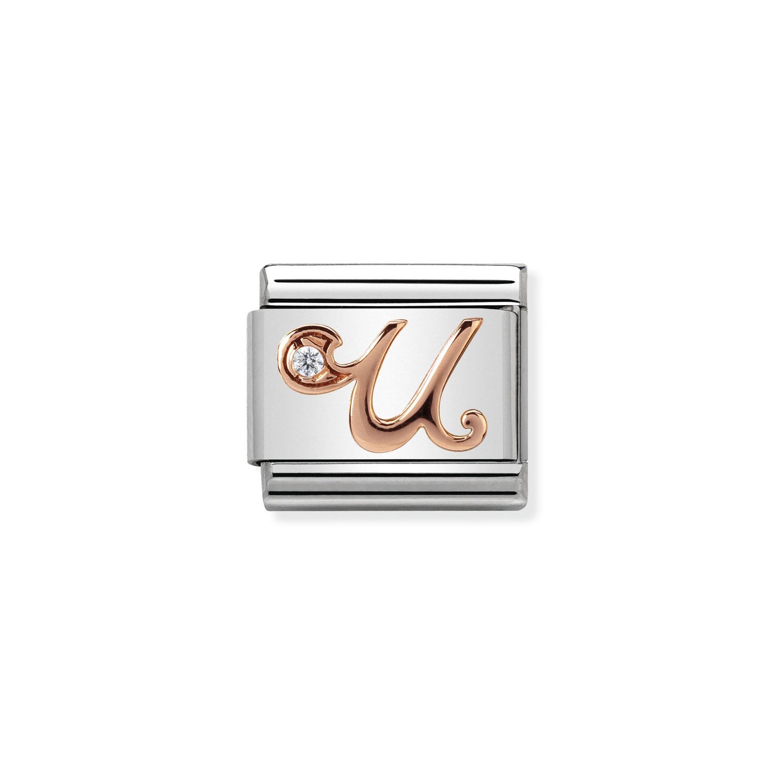 Nomination 430310/21 Classic Letter U 9ct Rose Gold & Steel Jewellery