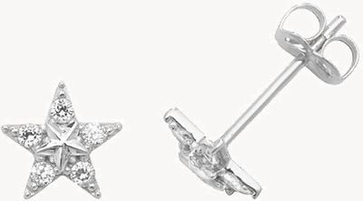 Treasure House 9k White Gold Cubic Zirconia Star Stud Earrings ES437W