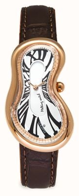 Exaequo Melting Watch Classic PVD Rose Gold (28mm) White Dial / Dark Brown Croco Leather Strap EX 0003.0002