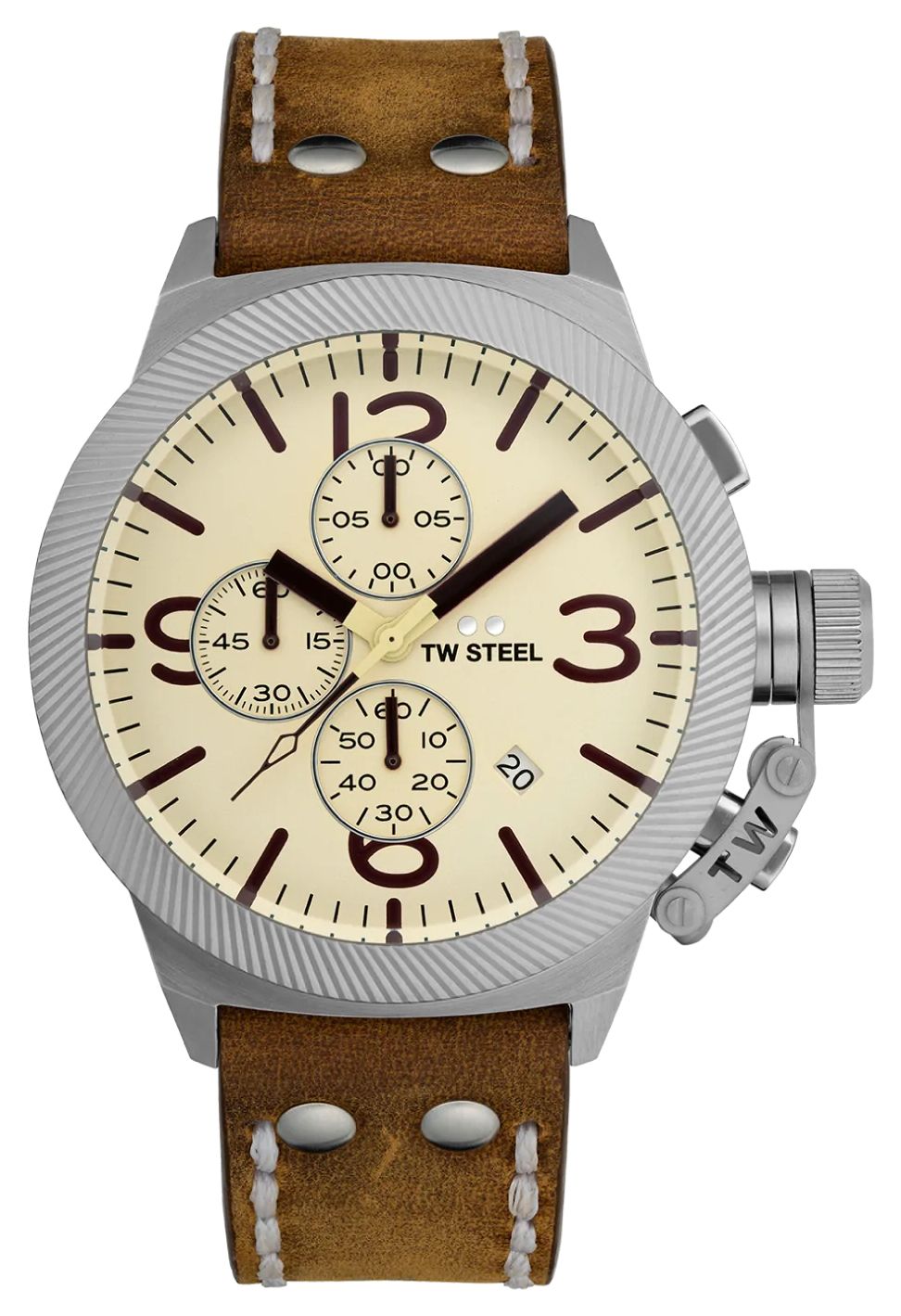 TW Steel CS104 Canteen Chronograph (45mm) Cream Dial / Brown Watch