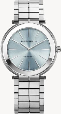 Herbelin Newport Slim Quartz (40mm) Arctic Blue Sunray Dial / Stainless Steel Bracelet 19522B125