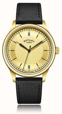 Rotary Traditional Quartz (40mm) Champagne Dial / Black Leather Strap GS05983/03