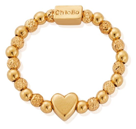 ChloBo GR2HEART Inset Heart Gold-Plated Ring - Medium Jewellery