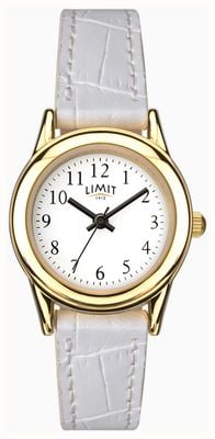 Limit Classic Quartz (24mm) White Dial / White Croc Grain PU Leather Strap 6981