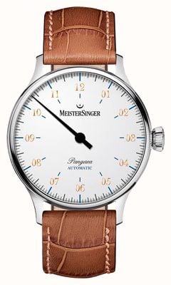 MeisterSinger Pangaea Automatic (40mm) White Dial / Brown Leather Strap PM9901G