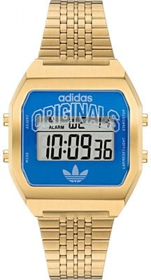 Adidas Originals Digital Two Gold Bracelet With Blue Dial AOST26523
