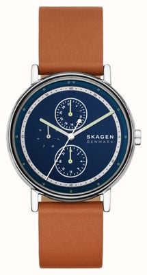 Skagen Signatur Multifunction (40mm) Blue Dial / Brown Leather Strap SKW6943