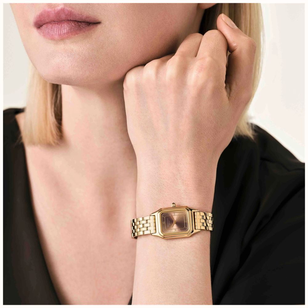 Rosefield Ivy Gold Plated Stainless Steel Bracelet With Brown Sunray Dial Watch OCBGSG-OC05 - alternate view 2