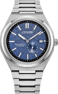 Citizen Zenshin Super Titanium Automatic (42mm) Textured Blue Dial / Super Titanium Bracelet NJ0180-80L