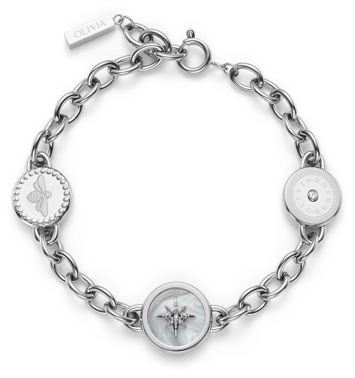 Olivia Burton 24100333 Ladies Silver Tone Bee and North Star Jewellery