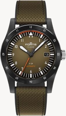 FORTIS Flieger F-39 Werk 7 Automatic Limited Edition (39mm) Tactical Green on Hybrid Strap F4220029
