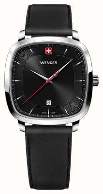 Wenger Vintage Classic Quartz (37mm) Black Sunburst Dial / Black SmartCycle Strap 01.1921.105