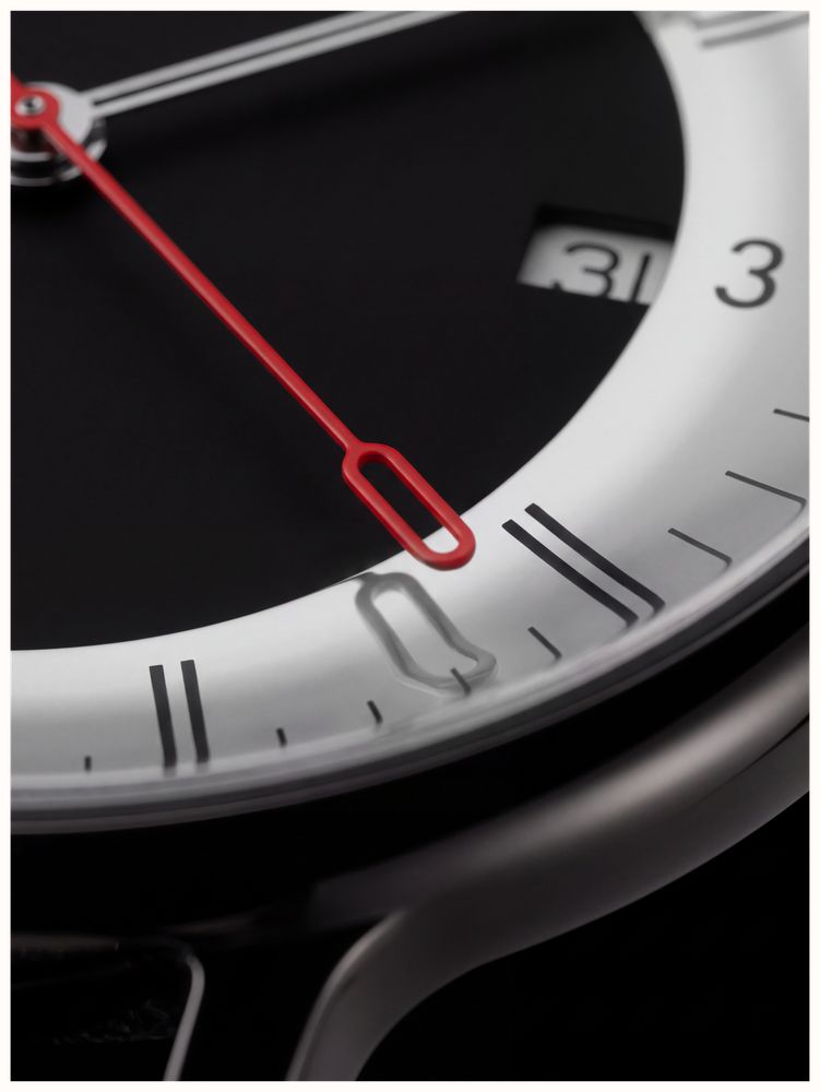Mondaine Doppio Mirror Limited Edition (41mm) Mirror & Black Dial / Black Stainless Steel Mesh Bracelet Watch MLE.41280.SM - alternate view 8