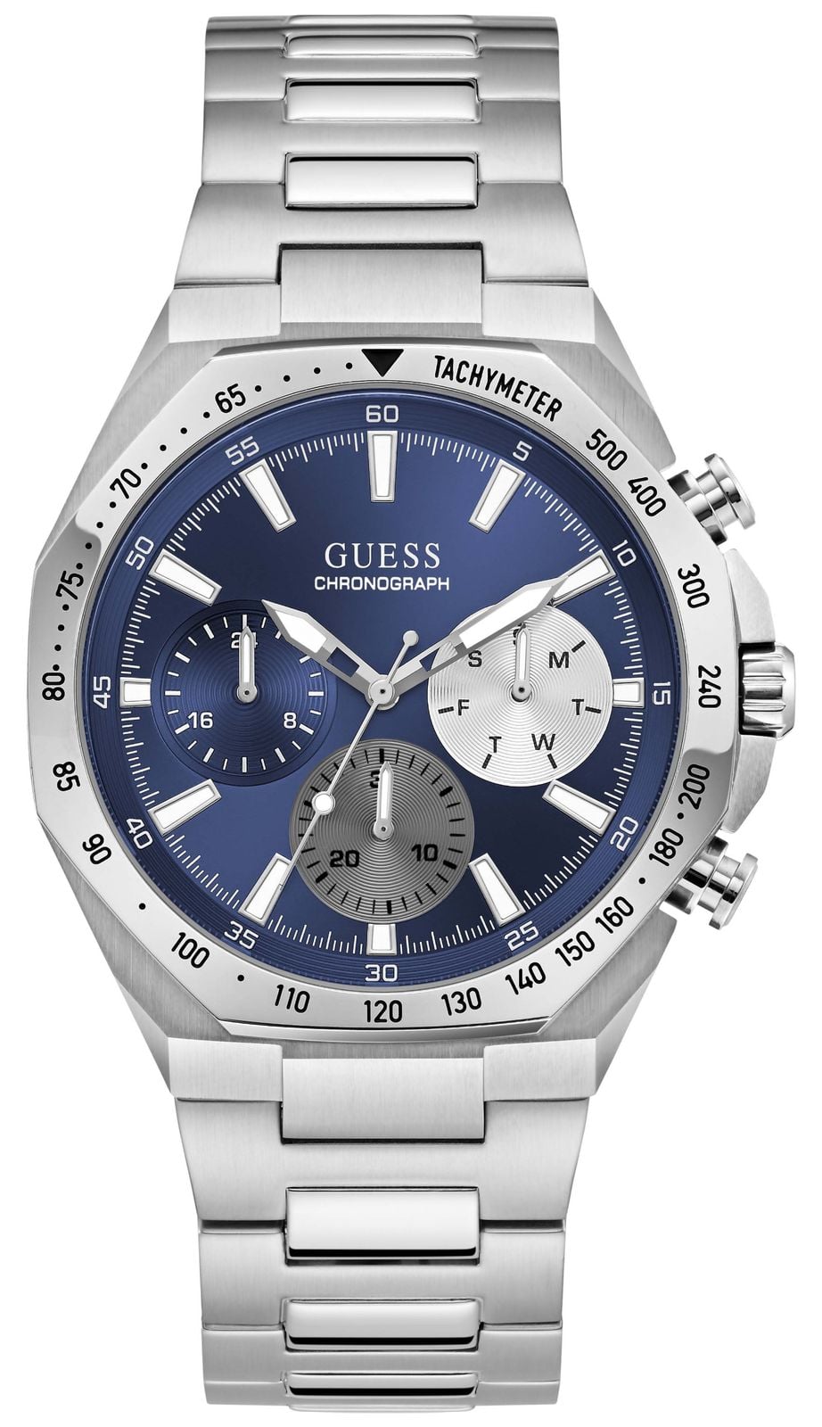 Guess GW1122G1 Men's Blake Blue Sunray Dial Silver-Tone Watch