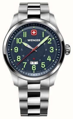 Wenger Terragraph Quartz (43mm) Textured Blue Dial / Stainless Steel Bracelet 01.0541.123
