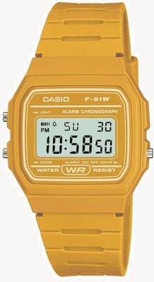 Casio Vintage F-91W (35.2mm) Digital Dial / Mustard Yellow Resin F-91WC-9AEF