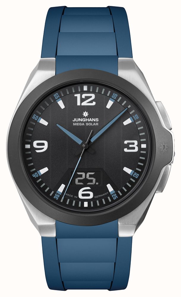 Junghans Spektrum Mega Solar (41.6mm) Black Dial / Blue Synthetic