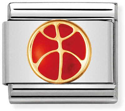 Nomination Classic Basketball 18ct Gold & Steel Enamel Charm 030203/08