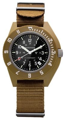 Marathon NAV-D Desert Tan Navigator Date Quartz US Government (41mm) Black Dial / Tan Ballistic Nato Strap WW194013DT-0002