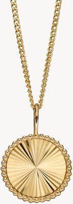 Elements Gold 9ct Yellow Gold Small Bead Bezel Sunburst Pendant GP2265