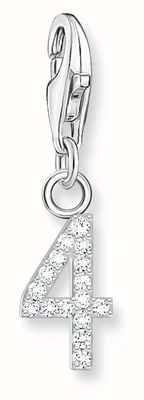 Thomas Sabo Silver Charm Pendant Number 4 With Zirconia 2128-051-21