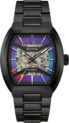 Bulova Maquina Automatic (40mm) Variegated Skeleton Dial / Black PVD Stainless Steel Bracelet 98A320