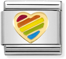 Nomination Classic Heart 18ct Gold & Steel Enamel Charm 030272/54