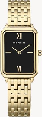Bering Classic Quartz (23mm) Black Dial / Gold PVD Stainless Steel Bracelet Watch 17423-732