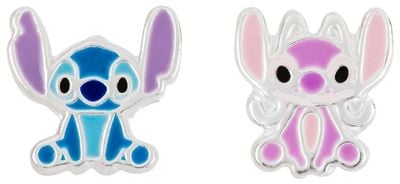 Disney Sterling Silver Stitch Angel Mismatch Stamp Stud Earrings E906666SL.PA