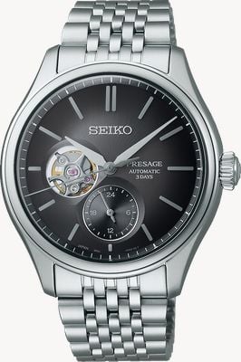 Seiko Presage Classic Series ‘Sumi-iro’ Open Heart (40.2mm) Black Dial / Stainless Steel Bracelet SPB471J1