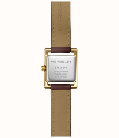 Herbelin Ve Avenue (19 x 23.4mm) Silver Guilloché Dial / Bordeaux Leather Strap 17537P08BU - alternate view 3