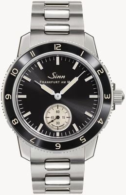 Sinn 104 Classic 12 Small-Seconds (41mm) Black Electroplated Dial / Stainless Steel H-Link Bracelet 104.060 H-LINK