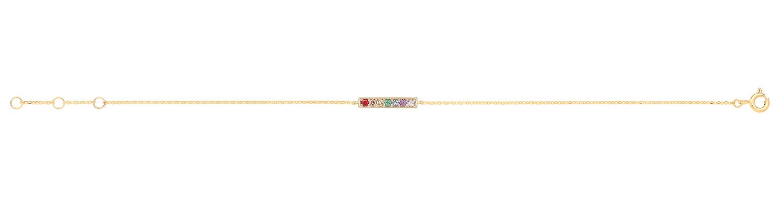 James Moore TH BR657 9ct Yellow Gold Rainbow Bar Bracelet Jewellery
