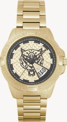 Plein Sport TOUCHDOWN 3-Hand Date (44mm) Gold Dial / Gold PVD Stainless Steel Bracelet PSFBA1123