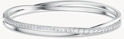Swarovski Twist Bangle Rhodium Plated White Crystals Large 5572726