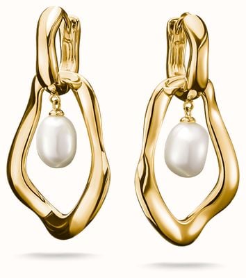 Thomas Sabo Gold-plated Hoop Earrings With Freshwater Pearls Natural Bea H2321-430-14