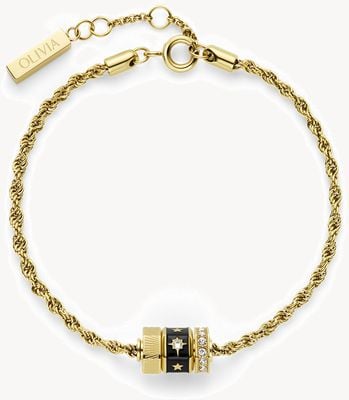 Olivia Burton Signature Black & Gold Plated Bead Charm Bracelet 24100449