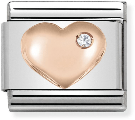 Nomination Classic Heart 9ct Rose Gold & Steel Charm 430305/01